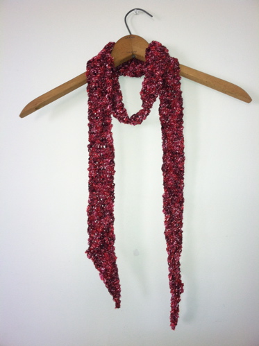 hand knit skinny scarf with tapered ends novelty yarn