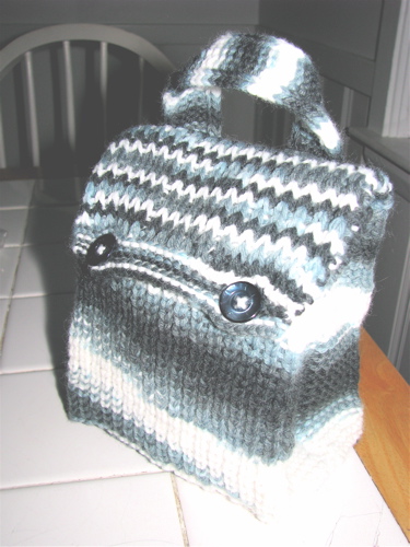 hand knitted lunch bag