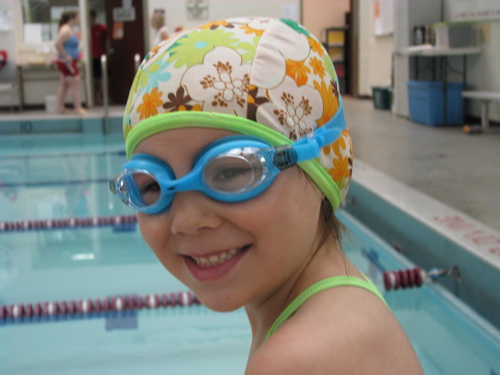 toddler, little girl swim cap