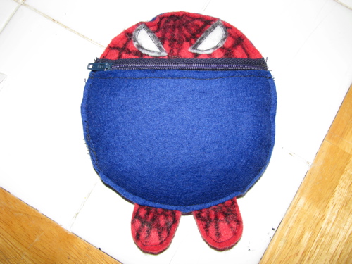Spider-Man inspired zipper pocket stuffie