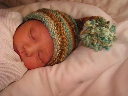 newborn hat handspun hand knit