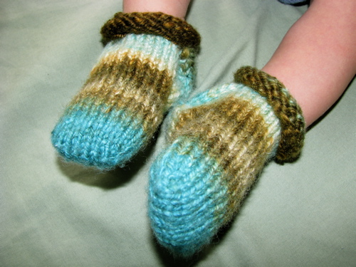 hand spun knit baby socks