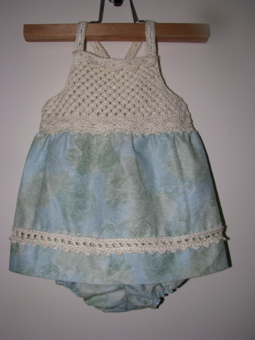 fabric skirt knit crochet bodice baby dress and bloomers