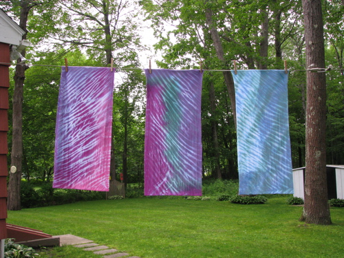 arashi shibori on rayon fabric with fiber reactive dyes