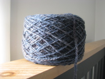 cake or ball of hand dyed hand spun blue merino corriedale fingering yarn