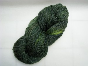 hand dyed and hand spun superwash merino/tencel blend yarn