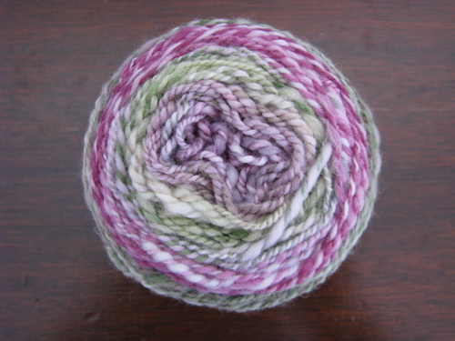 handspun yarn from handpainted wool fiber