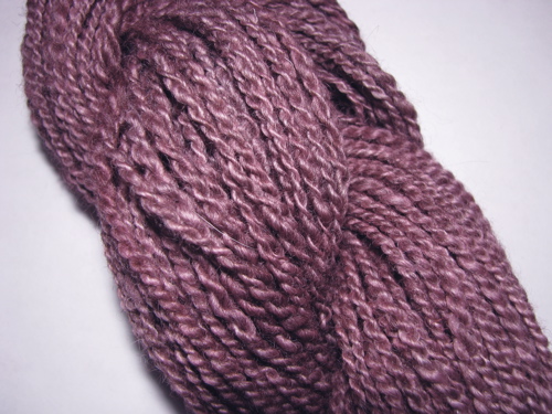 cherry plum heathered BFL blue-faced leicester hand spindled and hand dyed yarn