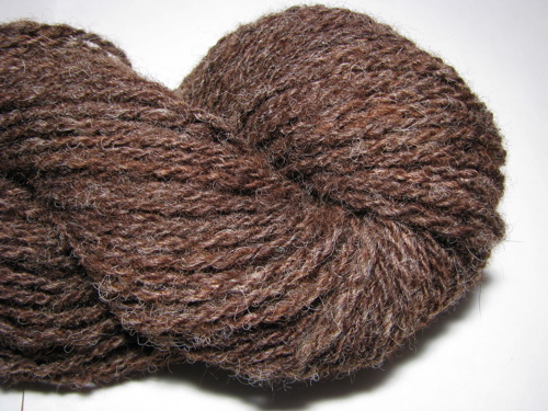 handspun natural brown two ply worsted wool yarn
