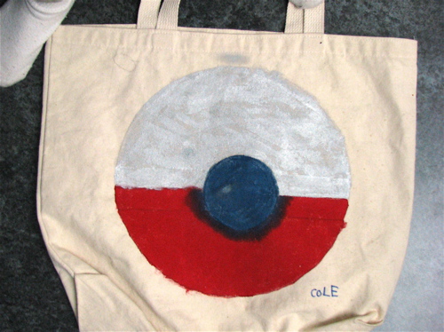 pokemon ball painted on canvas bag