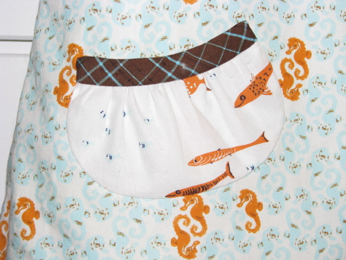 Heather Ross Mendocino pacific fish pocket on seahorse little girl dress
