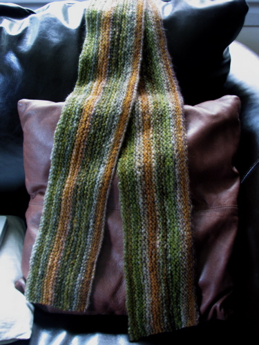 handspun lengthwise garter stitch scarf