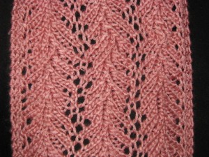 detail of strangling vine lace knitting pattern