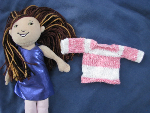 groovy girl doll and handknit doll sweater