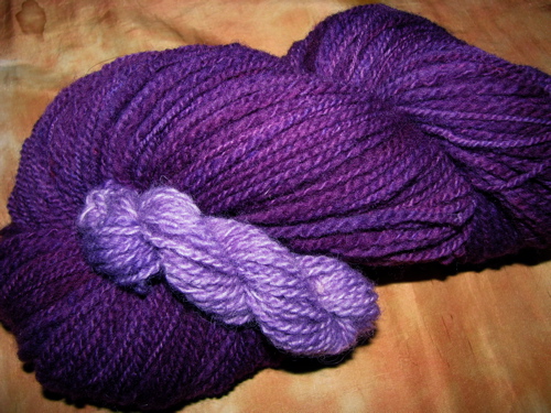 hand-dyed handspun purple lavender yarn