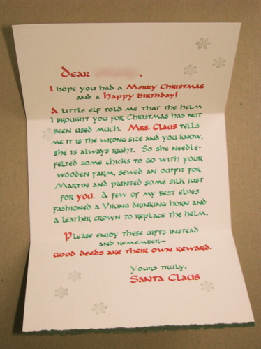 calligraphy hand lettered Santa Claus