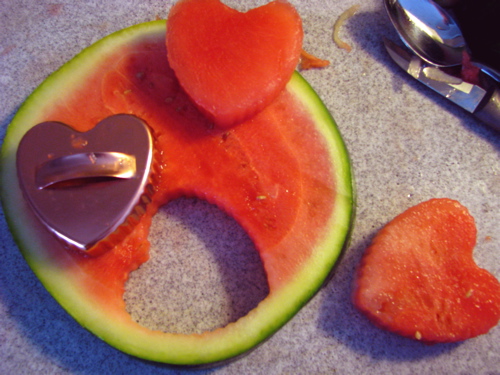 cookie cutter heart-shaped watermelon fruit valentine