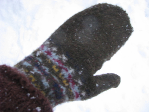 mitten sewn from felted recycled upcycled refashioned wool sweater