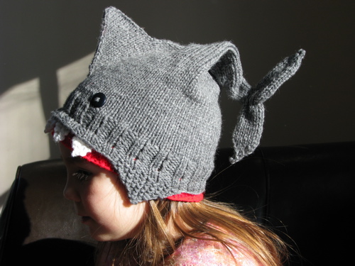 hand knitted shark hat