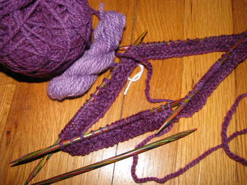cast-on with handspun handdyed wool yarn