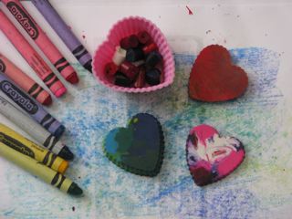 making heart shaped crayons