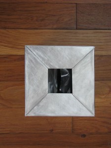 "mitered" top of aluminum flashing tissue box cover