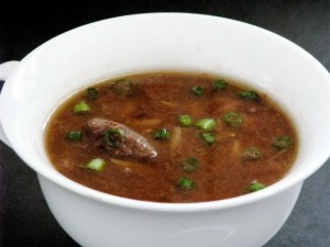 beef orzo soup with ginger and green onions