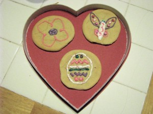 Easter cookies in a Valentine's box