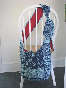 bias trimmed slouch bag with tie straps