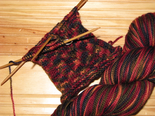 sock knitting on dpns
