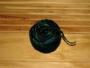 hand spun silk yarn dyed by SpinKnit