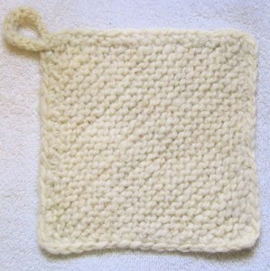 bias knitted wool potholder