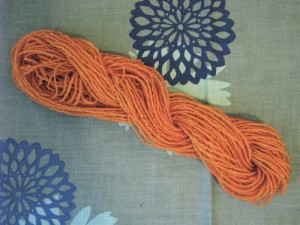 hand spun, Navajo plied and hand dyed Corriedale yarn