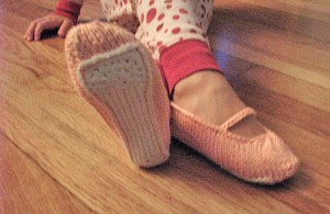 knit and crochet  pink ballet slippers