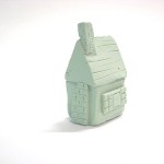 light green polymer clay house with chimney detail