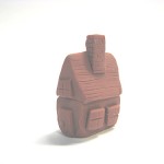 gingerbread or terra cotta polymer clay Cape Cod style house miniature
