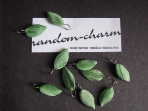 marbled green leaf polymer clay stitch markers for knitting or 